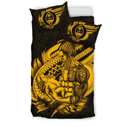 Polynesian Bedding Set - Guam Duvet Cover Set Father And Son Gold
