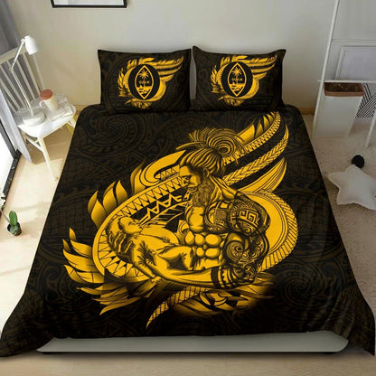 Polynesian Bedding Set - Guam Duvet Cover Set Father And Son Gold