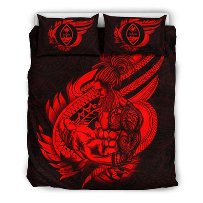 Polynesian Bedding Set - Guam Duvet Cover Set Father And Son Red