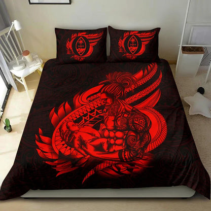Polynesian Bedding Set - Guam Duvet Cover Set Father And Son Red