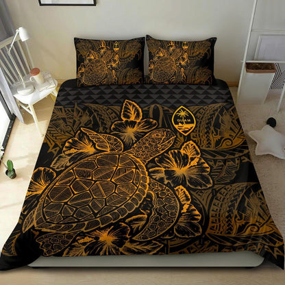 Polynesian Bedding Set - Guam Duvet Cover Set Gold Color