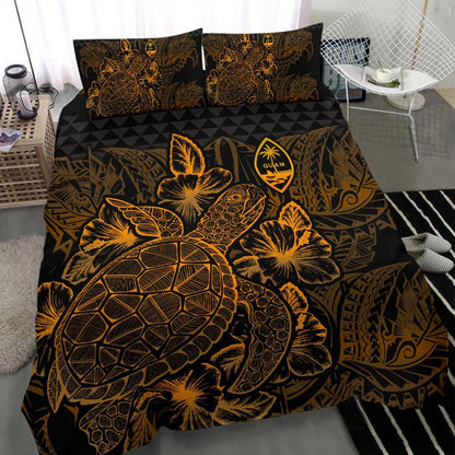 Polynesian Bedding Set - Guam Duvet Cover Set Gold Color