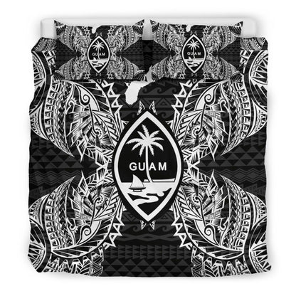 Polynesian Bedding Set - Guam Duvet Cover Set Map Black