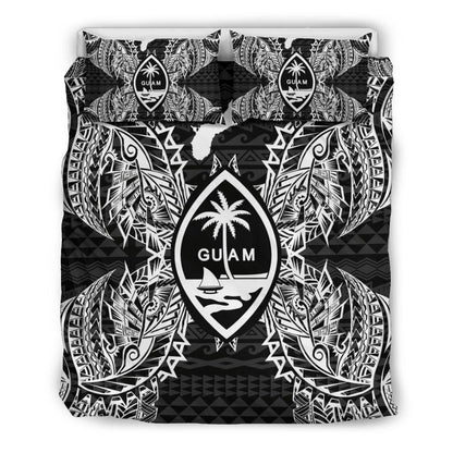 Polynesian Bedding Set - Guam Duvet Cover Set Map Black
