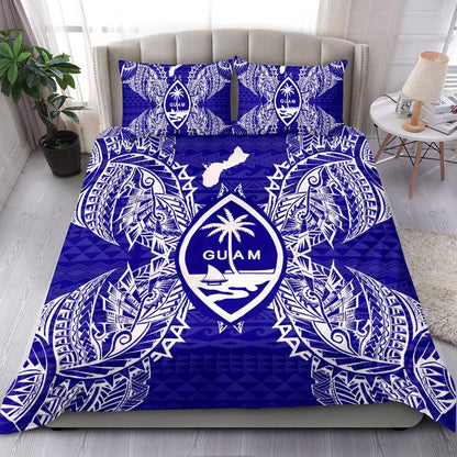 Polynesian Bedding Set - Guam Duvet Cover Set Map Blue