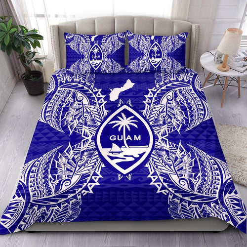 Polynesian Bedding Set - Guam Duvet Cover Set Map Blue