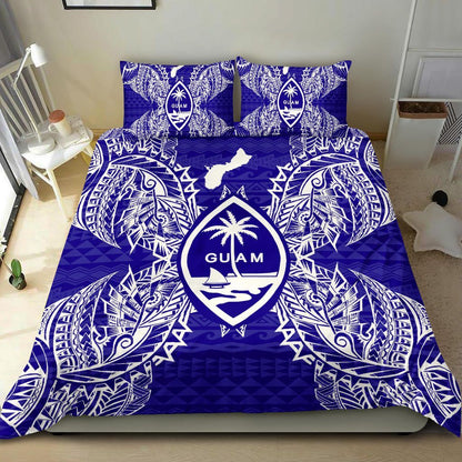 Polynesian Bedding Set - Guam Duvet Cover Set Map Blue