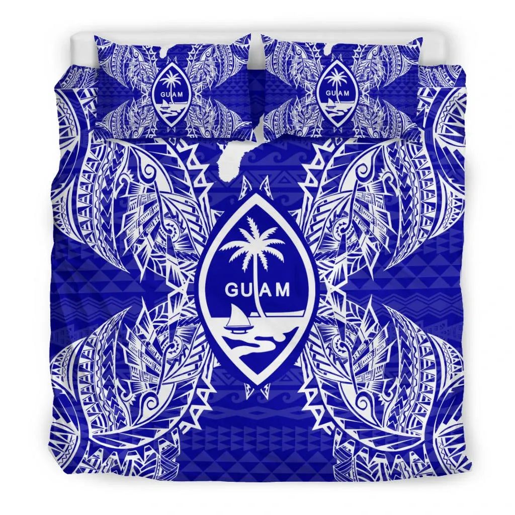 Polynesian Bedding Set - Guam Duvet Cover Set Map Blue