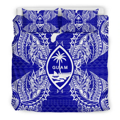Polynesian Bedding Set - Guam Duvet Cover Set Map Blue