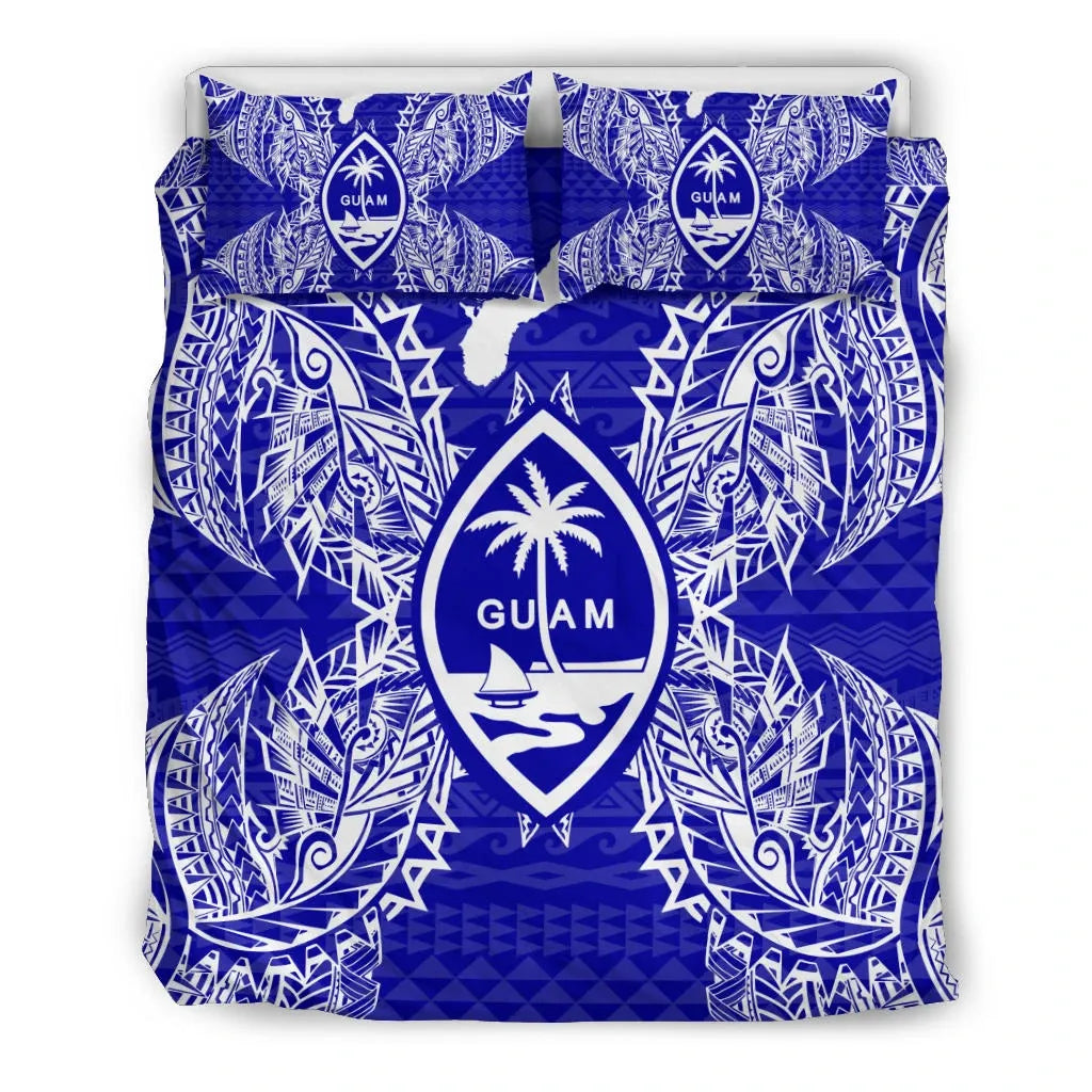 Polynesian Bedding Set - Guam Duvet Cover Set Map Blue