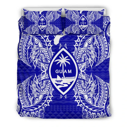 Polynesian Bedding Set - Guam Duvet Cover Set Map Blue