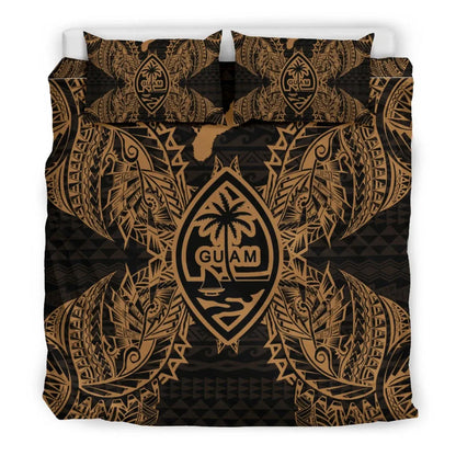 Polynesian Bedding Set - Guam Duvet Cover Set Map Gold