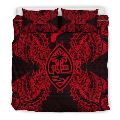 Polynesian Bedding Set - Guam Duvet Cover Set Map Red