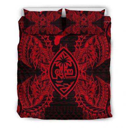 Polynesian Bedding Set - Guam Duvet Cover Set Map Red