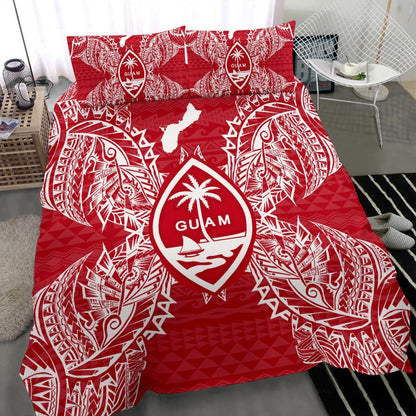 Polynesian Bedding Set - Guam Duvet Cover Set Map Red White
