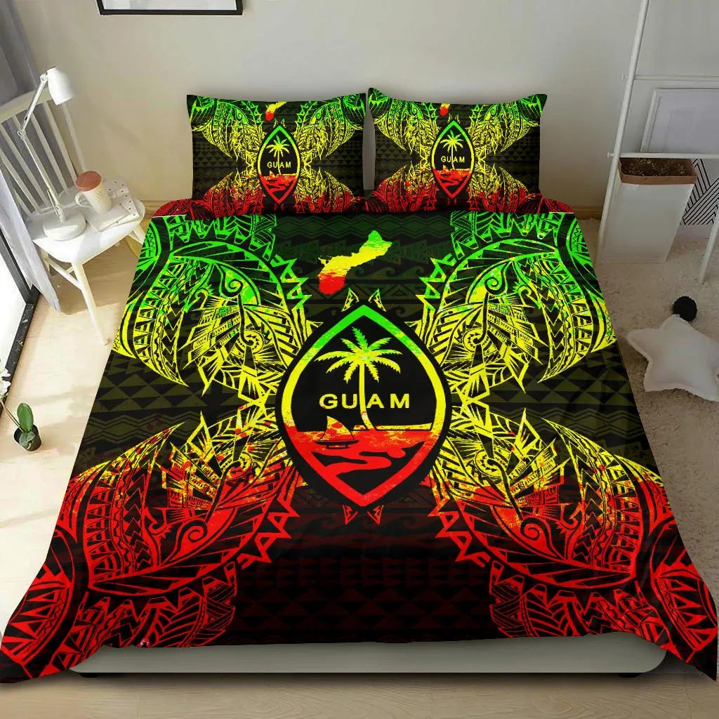 Polynesian Bedding Set - Guam Duvet Cover Set Map Reggae