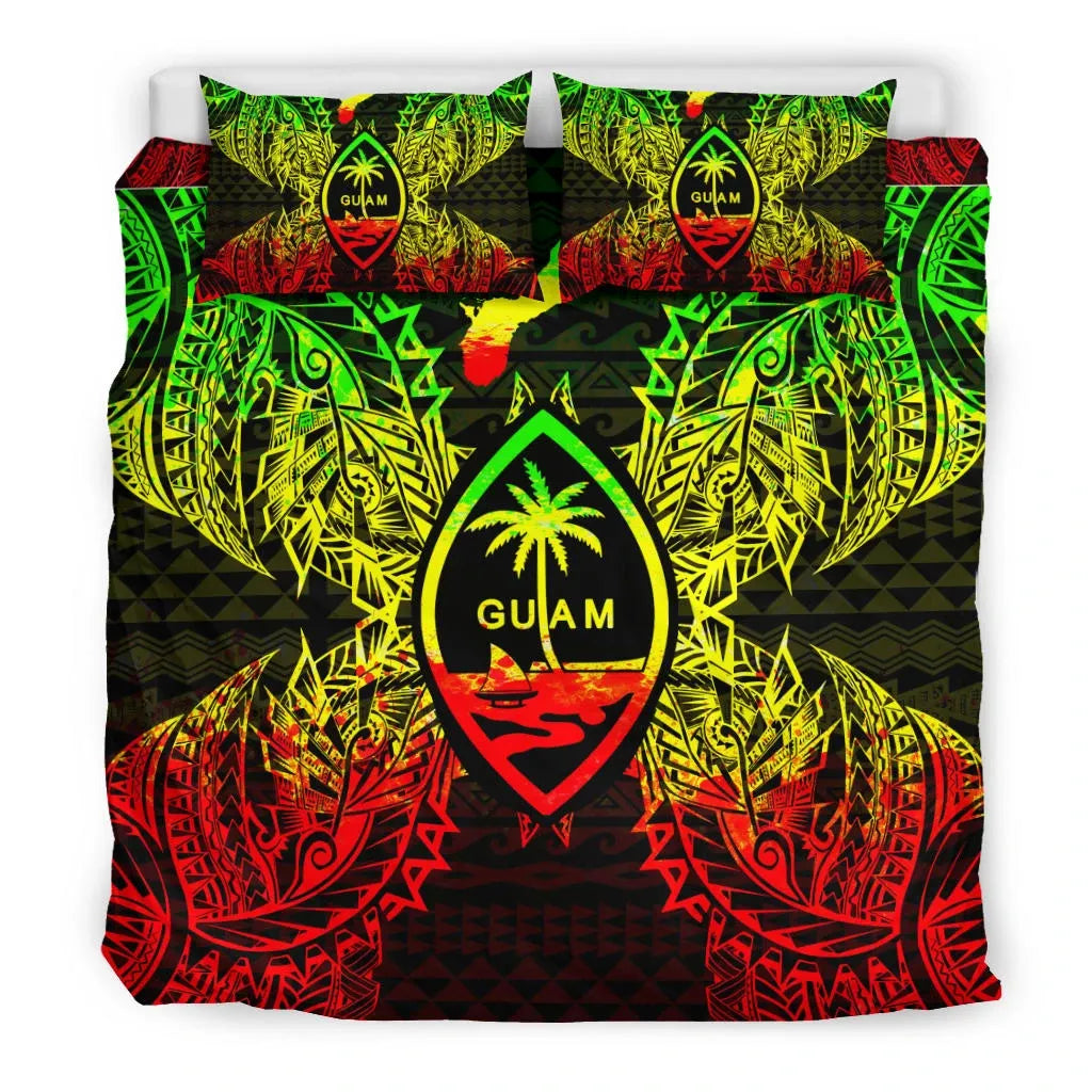Polynesian Bedding Set - Guam Duvet Cover Set Map Reggae
