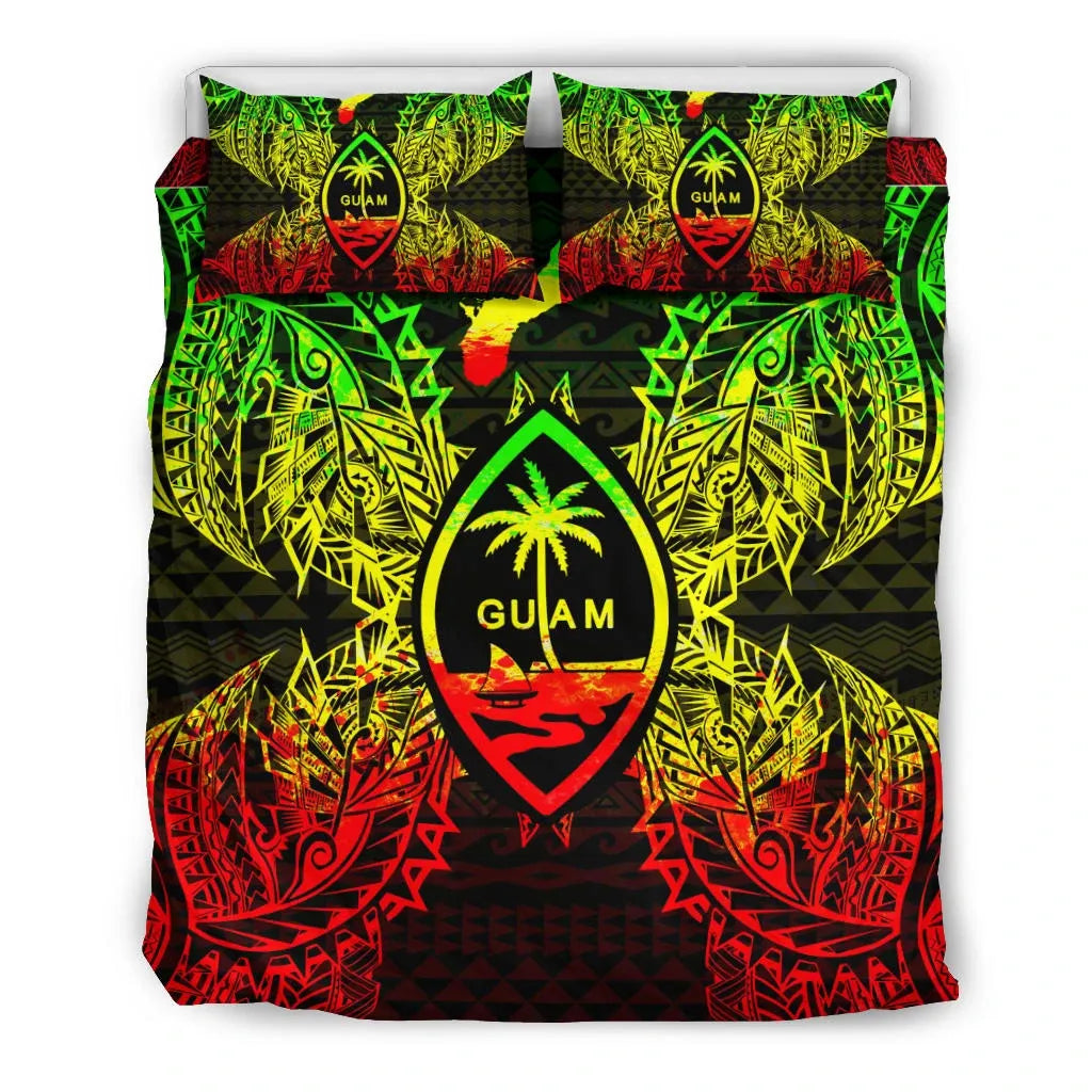 Polynesian Bedding Set - Guam Duvet Cover Set Map Reggae