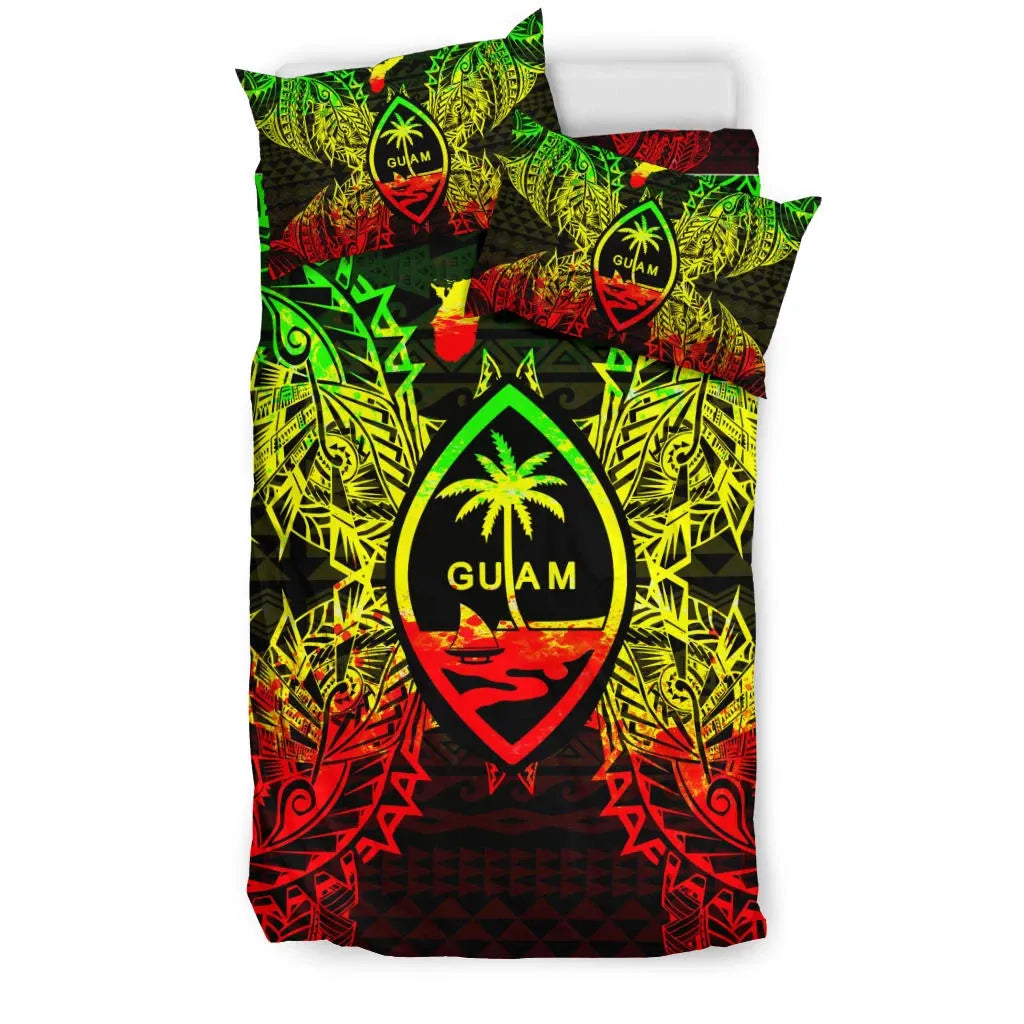 Polynesian Bedding Set - Guam Duvet Cover Set Map Reggae