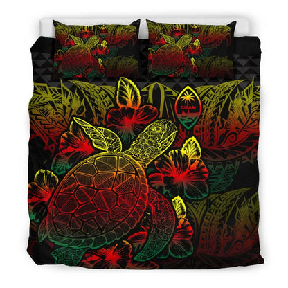 Polynesian Bedding Set - Guam Duvet Cover Set Reggae Color