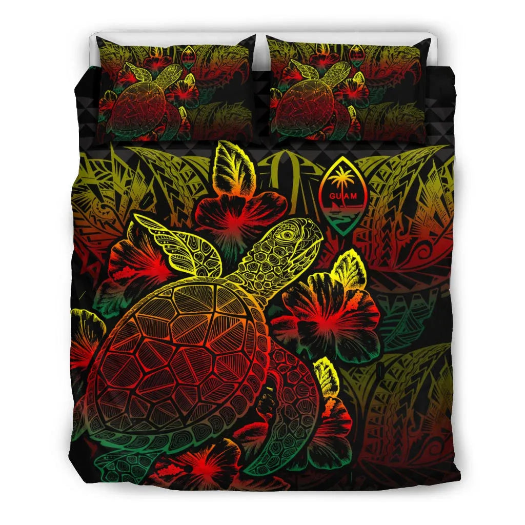 Polynesian Bedding Set - Guam Duvet Cover Set Reggae Color