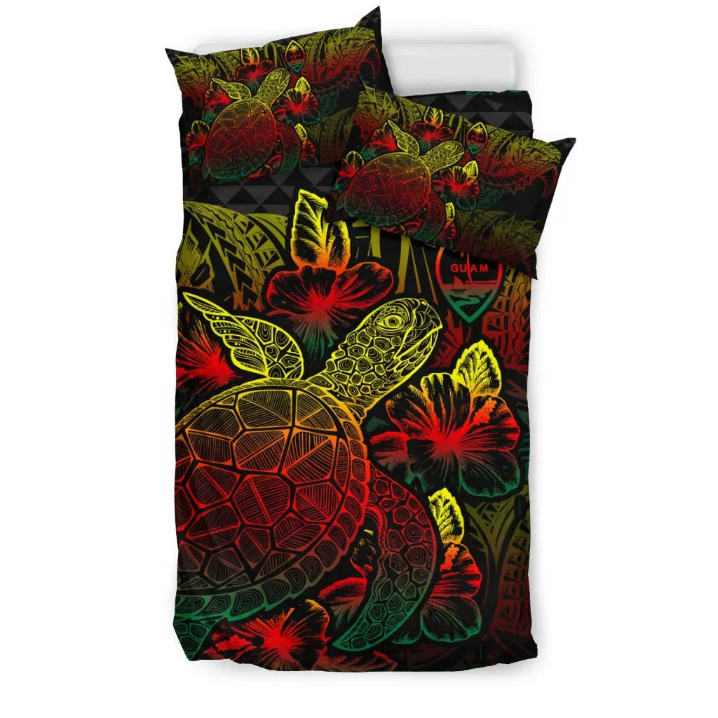 Polynesian Bedding Set - Guam Duvet Cover Set Reggae Color