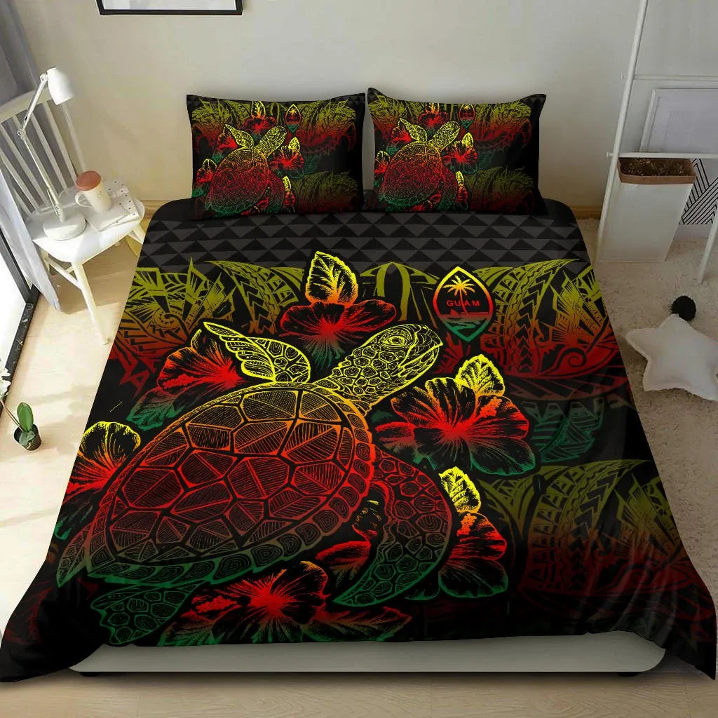 Polynesian Bedding Set - Guam Duvet Cover Set Reggae Color