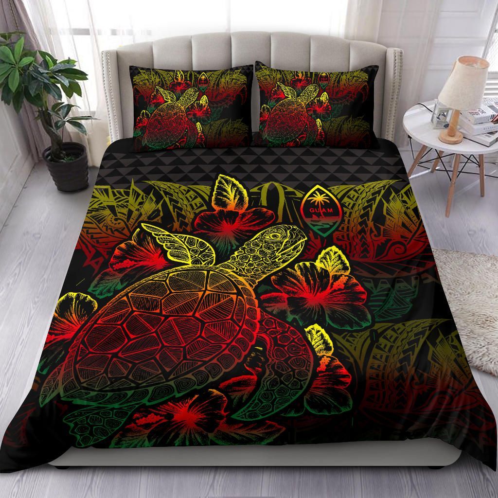 Polynesian Bedding Set - Guam Duvet Cover Set Reggae Color