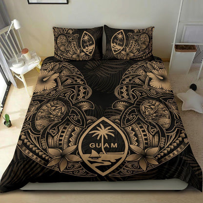 Polynesian Bedding Set - Guam Duvet Cover Sets - Beige Turtle Homeland Notext