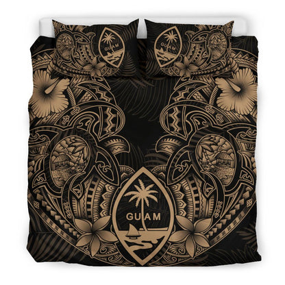 Polynesian Bedding Set - Guam Duvet Cover Sets - Beige Turtle Homeland Notext