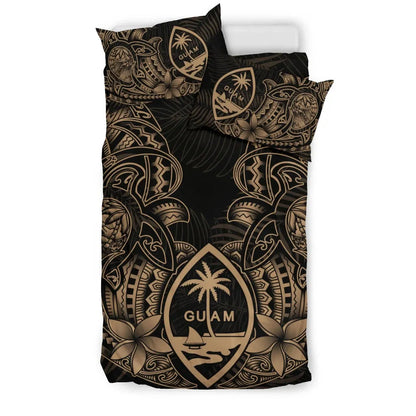 Polynesian Bedding Set - Guam Duvet Cover Sets - Beige Turtle Homeland Notext