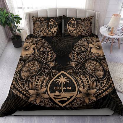 Polynesian Bedding Set - Guam Duvet Cover Sets - Beige Turtle Homeland Notext