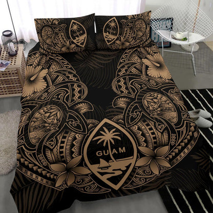 Polynesian Bedding Set - Guam Duvet Cover Sets - Beige Turtle Homeland Notext