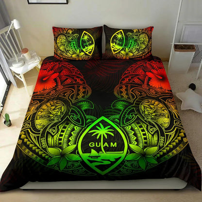 Polynesian Bedding Set - Guam Duvet Cover Sets - Reggae Turtle Homeland Notext