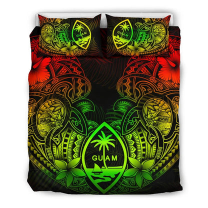 Polynesian Bedding Set - Guam Duvet Cover Sets - Reggae Turtle Homeland Notext