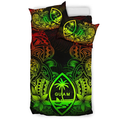 Polynesian Bedding Set - Guam Duvet Cover Sets - Reggae Turtle Homeland Notext