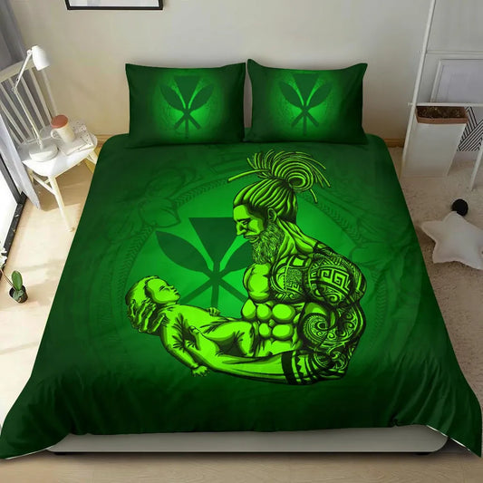 Polynesian Bedding Set Hawaii Duvet Cover Set - A Father'S Love Green