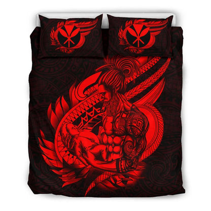 Polynesian Bedding Set - Hawaii Duvet Cover Set Father And Son Red