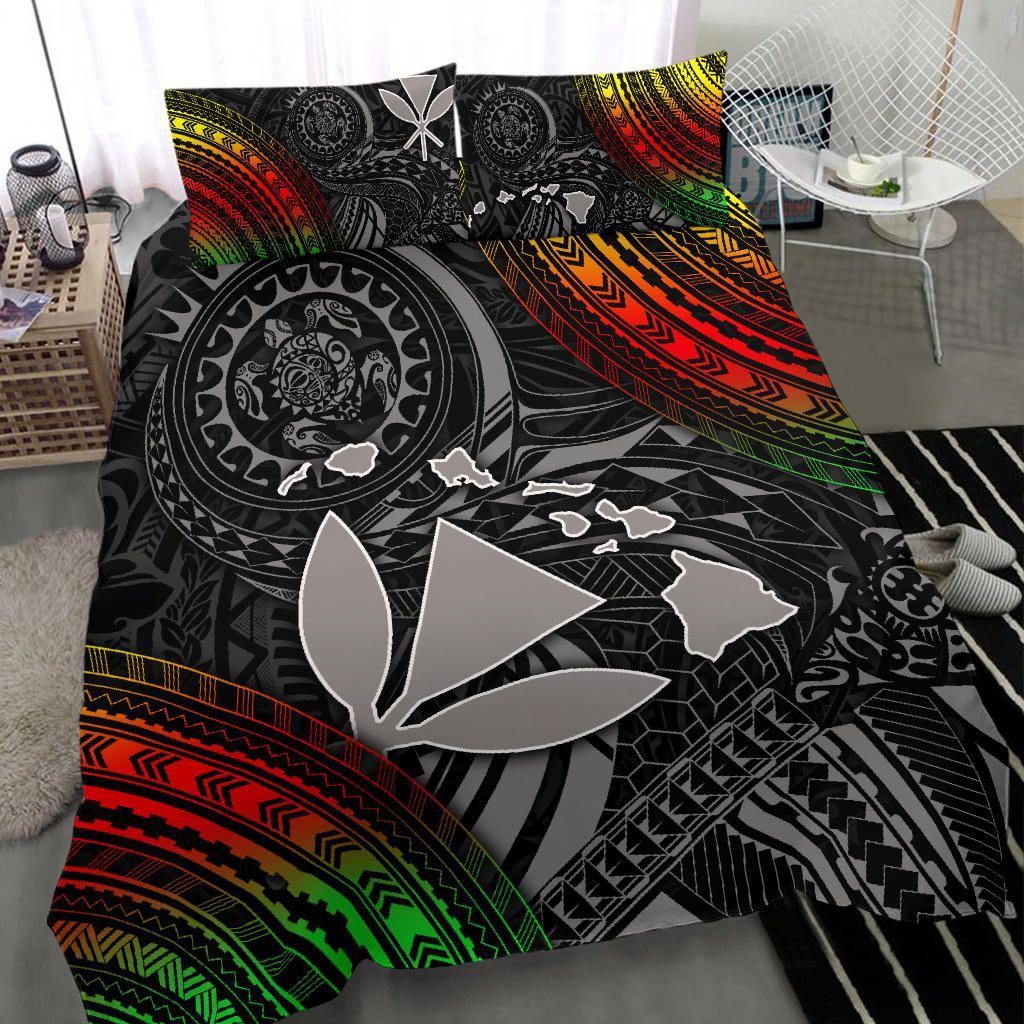 Polynesian Bedding Set - Hawaii Duvet Cover Set- Kanaka Maoli Hawaiian Map