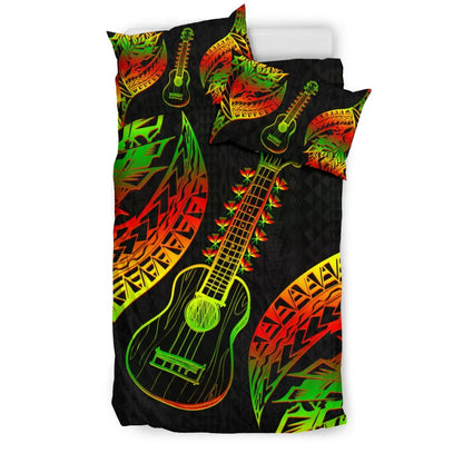 Polynesian Bedding Set Hawaii Duvet Cover Set Ukulele