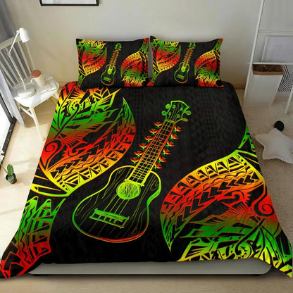 Polynesian Bedding Set Hawaii Duvet Cover Set Ukulele