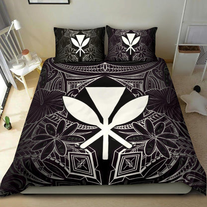 Polynesian Bedding Set - Hawaii Duvet Cover White Hibiscus Coat Of Arms