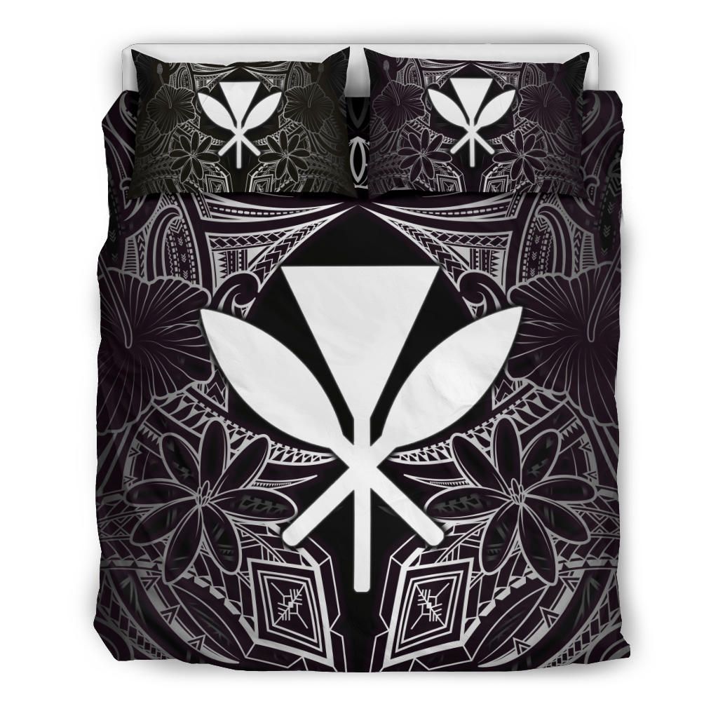 Polynesian Bedding Set - Hawaii Duvet Cover White Hibiscus Coat Of Arms
