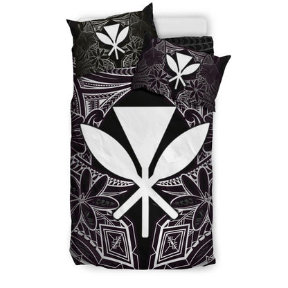 Polynesian Bedding Set - Hawaii Duvet Cover White Hibiscus Coat Of Arms