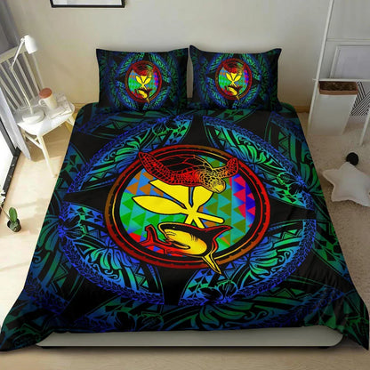 Polynesian Bedding Set - Hawaii (Kanaka Maoli) Duvet Cover Set - Colorful Turtle Shark