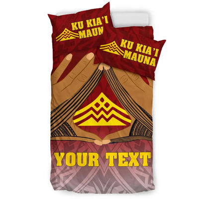 Polynesian Bedding Set - Hawaii Mauna Kea Custom Personalised Duvet Cover Hand Sign Symbol