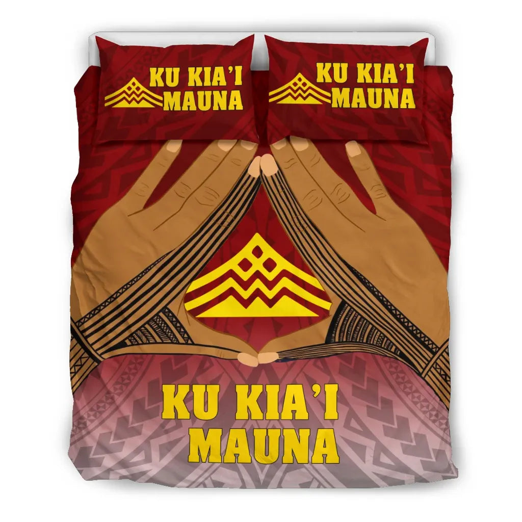 Polynesian Bedding Set - Hawaii Mauna Kea Duvet Cover Hand Sign Symbol