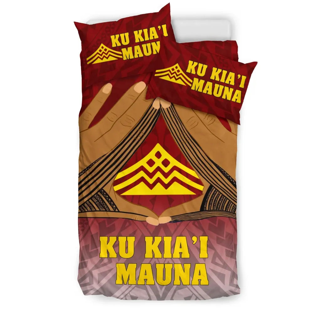 Polynesian Bedding Set - Hawaii Mauna Kea Duvet Cover Hand Sign Symbol