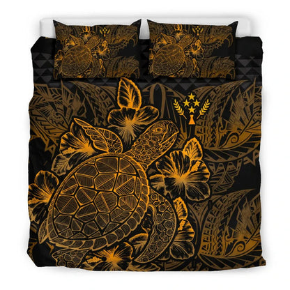Polynesian Bedding Set - Kosrae Duvet Cover Set Gold Color