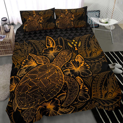 Polynesian Bedding Set - Kosrae Duvet Cover Set Gold Color